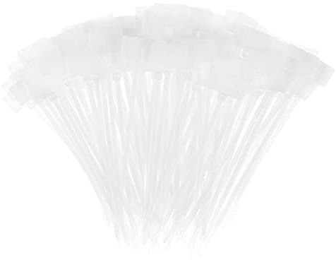 sourcing map 300pcs Nylon Cable Ties Tags Label Marker Self-Locking for Marking Organizing 100mm White