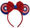 Captain America Shield Inspired Minnie Mouse Alice Headband With Big 5 Sequin Top Bow Handmade