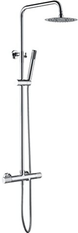 Mice - Conjunto Columna de bañera y ducha con grifo - Barra de ducha con grifería termostática color Cromo - Termostático para bañera - BTD038-B