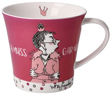 Goebel Künstlerbecher Barbara Freundlieb Ich muss gar nix aus Fine Bone China, Maße: 13cm x 10cm x 9,5cm, 27-001-06-1
