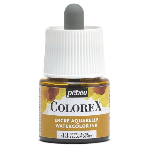 Pébéo - Colorex Tinte, 45 ml, Gelb – Colorex Tinte Aquarell Pebeo – Gelbe Tinte mit samtiger Wirkung – Maltinte für alle Untergründe – 45 ml – Ochre gelb