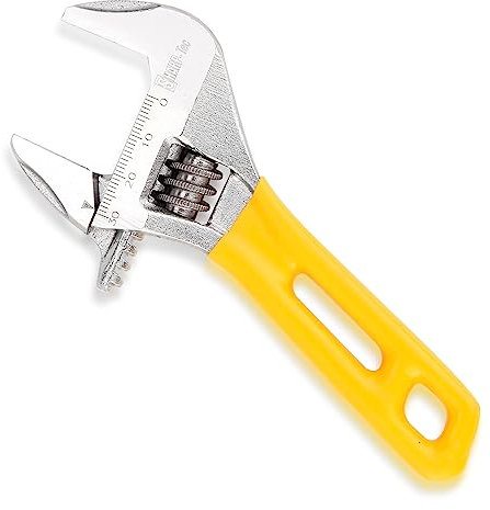 Sharp-tec Small Adjustable Spanner 5-inch/125mm, Stubby Slim Thin Plumbers Wrench, Max-Opening 30mm Wide Jaw Adjustable Spanner for Basin Waste Under Sink, Plumbing Hand Tool