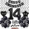 Schwarz 14. Geburtstag Dekoration, Luftballon 14. Geburtstag Deko, Schwarz Tortendeko 14 Jahre Junge, Deko 14. Junge Mädchen, Deko 14. Ballons