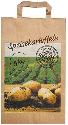 250 Kartoffeltüten - braune Kraft Papiertüten mit Kartoffelmotiv bis 5 kg extra stark in 90 g/m2-250 Stück