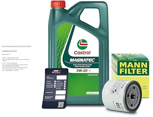 MANN-FILTER Inspektionspaket Filterset 1x Ölfilter, 1x Motoröl 5W-20 STOP-START MAGNATEC 5l, 1x Ölwechselanhänger,
