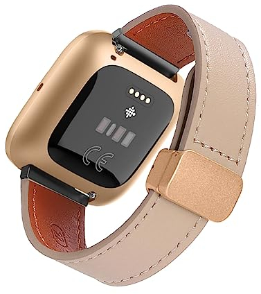 SABSEN Lederarmband für Fitbit Versa/Versa 2/Versa Lite Armband, Magnetische Leder Ersatzarmband, Magnetische Mehrfache Farben Slim Leather Ersatzband Kompatibel mit Armband Fitbit Versa/Versa 2(F)