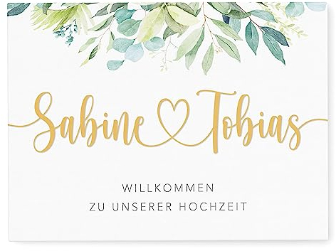 Willkommensschild Hochzeit Hochzeitsschild personalisierte Leinwand Herzlich Willkommen Schild Dekoration (40x60 cm | Ohne Staffelei)