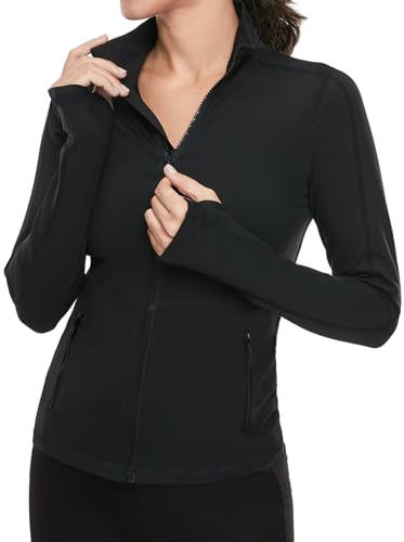 VUTRU Damen Laufjacke Hoher Kragen Leicht Sportjacke Langarm Fitness Jacke