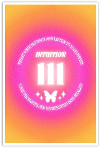 Cmoqtiv Trendige Aura Engel Zahlen Cavas Wandkunst Zimmer Ästhetisch Minimalistisch Inspirierende Zitate Poster Rosa Orange Schmetterling Positiver Druck Gemälde Wohnheim Dekor Schlafzimmer Living