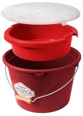 Futtereimer-Set mit Wanne & Deckel, 13 Liter - Perfekt für Angelbedarf, robust, mit praktischer Skala und transparentem Deckel