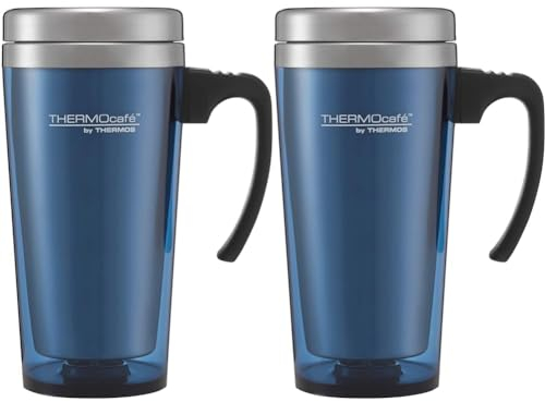 THERMOcafé by THERMOS Translucent Travel Mug, Blue, 1 Count, Pack of 2