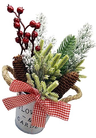 Warmhm 2 Pcs Christmas Ornaments Faux Plants Xmas Bottle Brush Tree Flocked Christmas Tree Xmas Trees Miniature Mini Sisal Trees Christmas Sisal Tree Mini Plants Statue Artificial Pvc