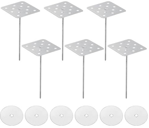 PATIKIL Clous d'Isolation Perforés de 4 Pouces avec Rondelles, Lot de 30 Clous Isolants en Aluminium pour Fixer des Panneaux de Mousse au Mur Ou au Plafond