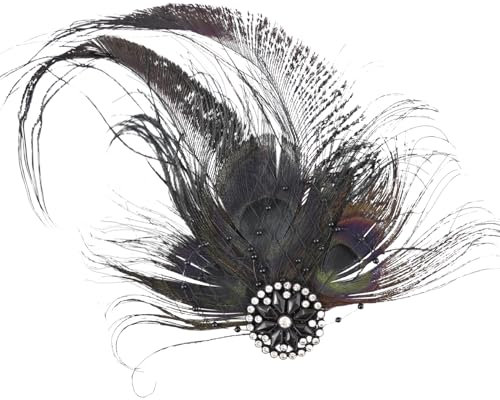 FERCAISH Frauen Feder Mesh Haarspange, 20er Jahre Haarschmuck, Mesh Hut Schwarze mit Metallclip, Fascinator Damen Kopfbedeckung, für Geburtstag Hochzeit Party
