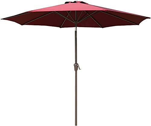 VEAUAS Patio Umbrella 2.7m Round Sun Parasol Market Table Umbrella, Sturdy Anti-Rust Metal Pole Outdoor Corner Pergola Sun Shade Umbrella, Easy to Assemble and Storage