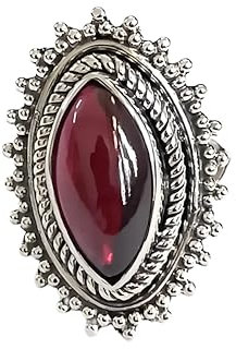 Navya Craft Granatstein Silber ring | Handgefertigter Statement Ring aus 925er Sterling silber | Natürlicher Marquise-Edelstein Schmuck | Januar Geburtsstein Versprechensring | Geschenk (54 (17.2))
