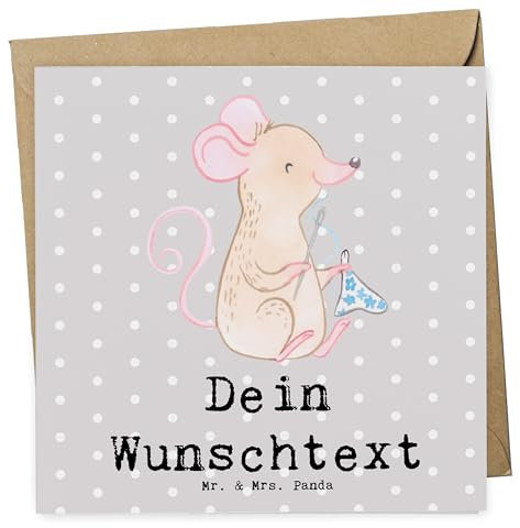Mr. & Mrs. Panda Personalisierte Deluxe Karte Maus Nähen - Geschenke, Nähkurs, Grußkarten Personalisiert, Hochzeitskarte, Glückwunschkarte, Nähmaschine, Kreatives Hobby, DIY, Geburtstagskarte