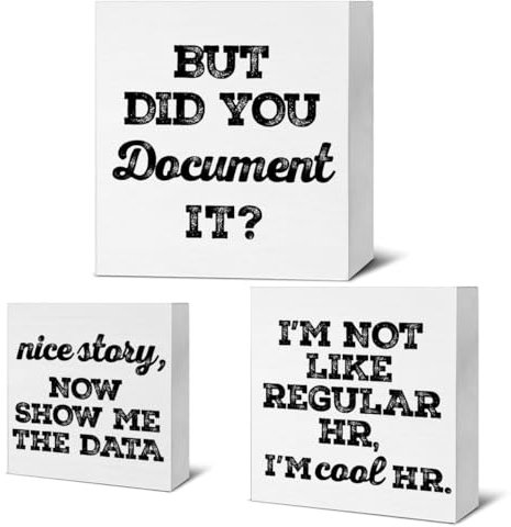 Funny HR Wood Desk Signs Hr Office Decor HR Manager Gifts Humor Human Resources Quotes Wooden Blocks Signs for Office Desk Decor Set of 3