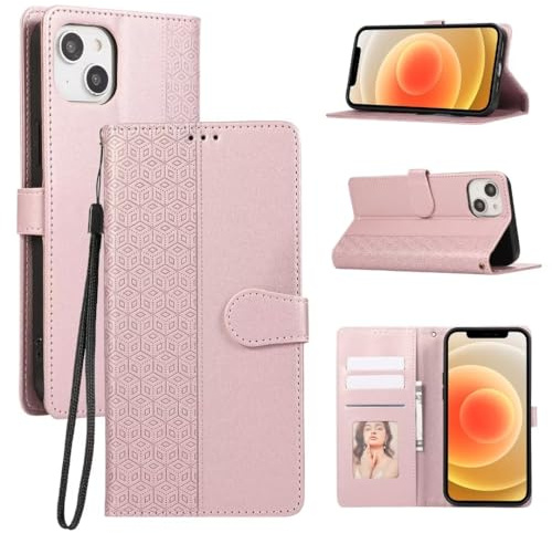TUUNKMUY for iPhone 7 Plus/8 Plus Case, Embossed Premium Leather Flip Case Book Wallet Case Card Holder Stand Shockproof Protective Phone Cover Compatible for iPhone 7 Plus/8 Plus,Rose Gold