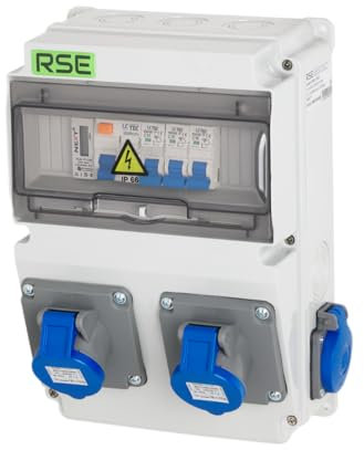 CAMPINGVERTEILER WANDVERTEILER KOMPLETT VERDRAHTET CEE 16A 230V MIT CAMPING STECKDOESE ZÄHLER IP65, 12. 1x230v + 2x Camping + LS+FI+Zähler