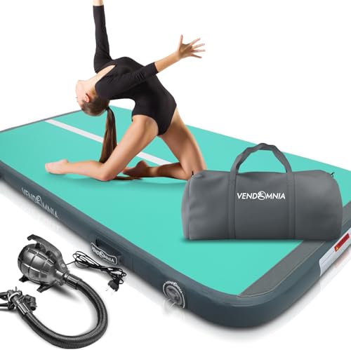 VENDOMNIA Airtrack Matte, 10/20cm hohe aufblasbare Gymnastikmatte in Länge 1/2/3/4/5/6/7/8 m, mit elektrischer Pumpe & Tasche, Tumbling Matte, Turnmatte, Trainingsmatte, Fitnessmatte, Sportmatte,Yoga