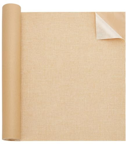 BENECREAT Patchs de Réparation en Lin Fin Beige 2 m Ruban Adhésif en Tissu de 40cm de Large pour Tissus D'Ameublement Meubles Canapé Sièges de Voiture Chaise de Bureau Vêtements Vestes Artisanat