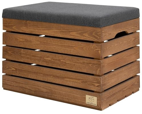 Sektum Ran | Sitztruhe mit stauraum holz - polsterbank Sitzbox - sitzbank mit stauraum - aufbewahrungsbox mit deckel - schuhbank mit sitzfläche 60x40x44cm