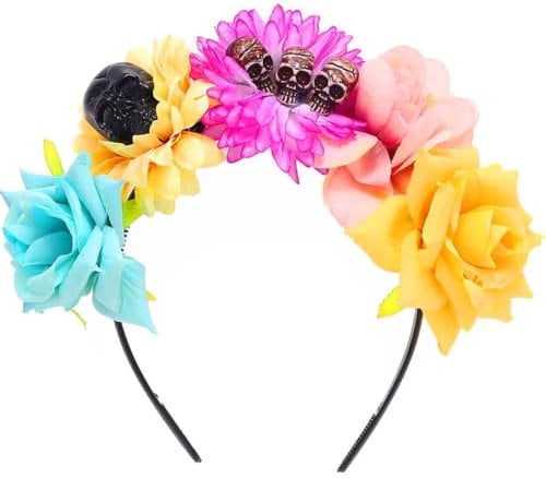 Reaky Halloween Headbands Red Flower Hairband Rose Floral Hair Hoops Festival Costume Halloween Hair Accessories for Women (yellow, One Size)