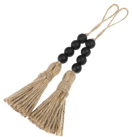 RORPOIR 4pcs Rustic Beads Hanging Ornament Decorative Tassel Wall Pendant for Home Adornment for Living Room Bedroom Boys and Girls Room and Office Decor