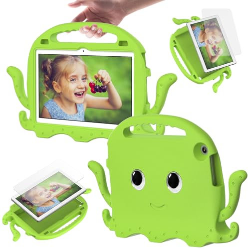 Funda infantil para Lenovo Tab M11 TB-330FU/Lenovo Xiaoxin Pad 2024 TB-331FC, ligera EVA a prueba de golpes, funda protectora con asa, bonita funda para tablet con correa para el hombro (verde)