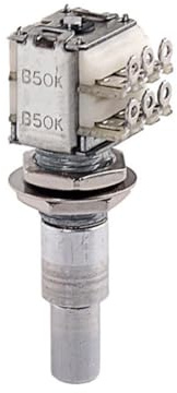 B50k Gitarrenpotentiometer Pg324 Konzentrisch mit Mittelrastung | Silberfarbenes Metall, Volumen und Klangregelung für Gitarre, Vintage Ausführung, 1 Stück