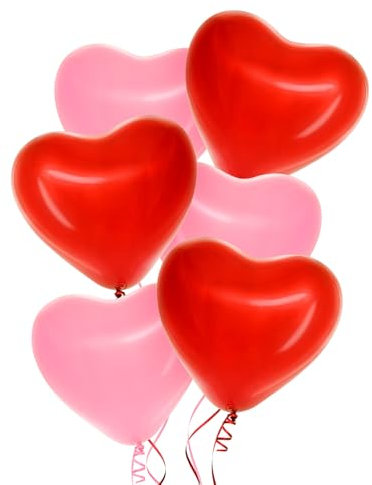 OH YEAH Lot de 6 ballons en latex en forme de cœur Rose et rouge Pour Saint Valentin 28 cm