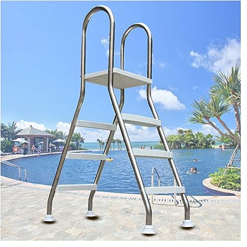 7LiuYueFei6 Swimming Pool Ladder, 2-4 Steps Pool Ladder Above Ground Pool with Removable Steps, Load Capacity 660 Lb Escalator Entry and Exit System (Silver 3 Steps)