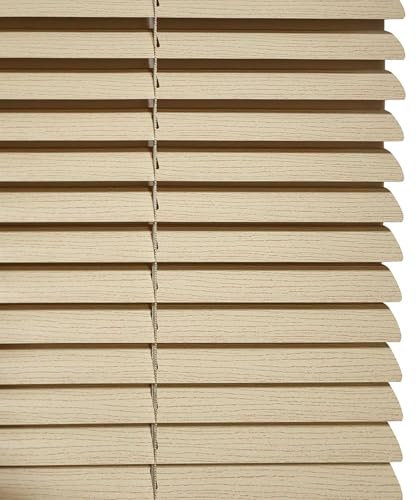 Imitación de Madera Veteada Persiana de Aluminio, Persiana Veneciana para Ventanas,Privacidad, Protección contra la luz y el Deslumbramiento, Personalizable, Roble Color (55×150cm)
