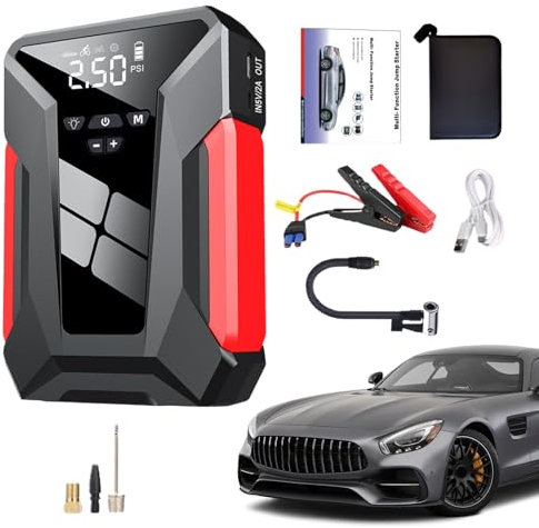 Ayuda De Inicio para Baterías De Automóviles - Paquete De Refuerzo Portátil | Dispositivo De Ayuda De Arranque De Batería Automática Portable | Compresso De Aire Multifuncional De Larga Duración |