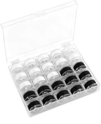 Nähgarn Set, 25 Stück Schwarze und Weiße, für Nähmaschine | Polyesterfaden, Mit Aufbewahrungskoffer, Für Handnähen, Für Maschinennähen, Für Sticken
