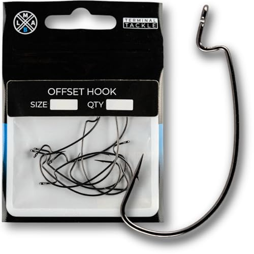 LMAB Offset Hook - Offset Haken in Größen #4 bis 5/0, Angelhaken, Wide Gap Haken zum Finesse Angeln mit Texas Rig & Carolina Rig, zum Raubfisch Angeln auf Barsch, Zander und Hecht