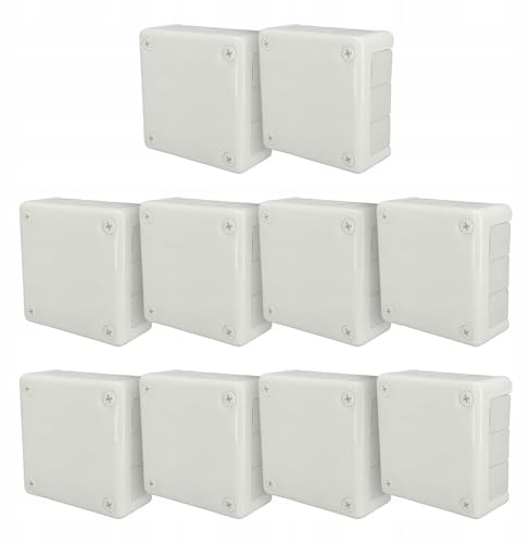 EDO Set 10x Aufputz-Abzweigdose IP55 Wasserfest 118x118x46 mm Weiß | 12-Einführungen, Halogenfrei –Verteilerdose / Anschlussdose mit Gummitüllen und Schraubverschluss für Innen- und Außen