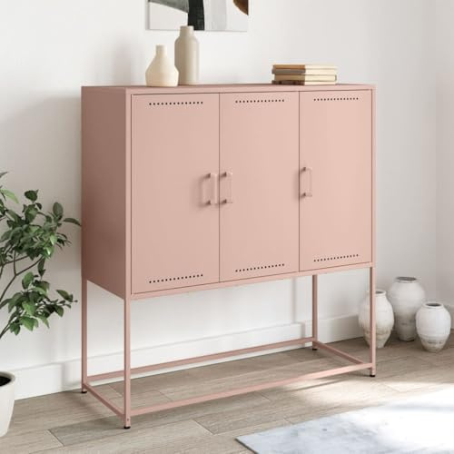 Mandloder Rosa Highboard, 100,5x39x107 cm, Stahl, Robustes Industriedesign mit 6 Fächern, vielseitiger Stauraum für Wohnzimmer, Schlafzimmer, Flur