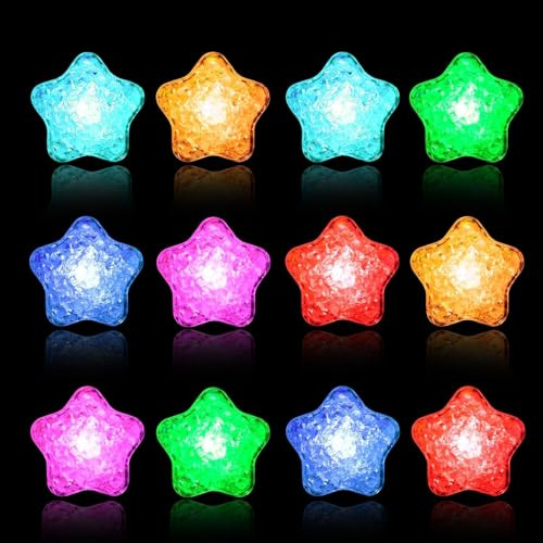 Lot de 12 jouets de bain lumineux pour baignoire, cubes lumineux, étoiles LED, jouets aquatiques pour bébé et enfants à partir de 3 mois, jouet sensoriel, cadeau pour filles et garçons