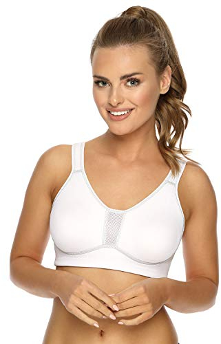 VIANIA! BH 101470 I Gemoldeter BH ohne Bügel I Atmungsaktiver Sport-BH High I Yoga & Golfen & Reiten & Tanzen I Schnelltrocknend I Weiß I 100B