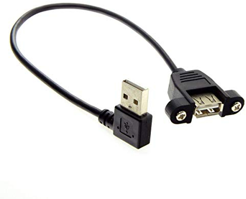 CY - Cavo di prolunga da USB 2.0 a maschio ad angolo sinistro a 90 gradi, con foro per montaggio a pannello