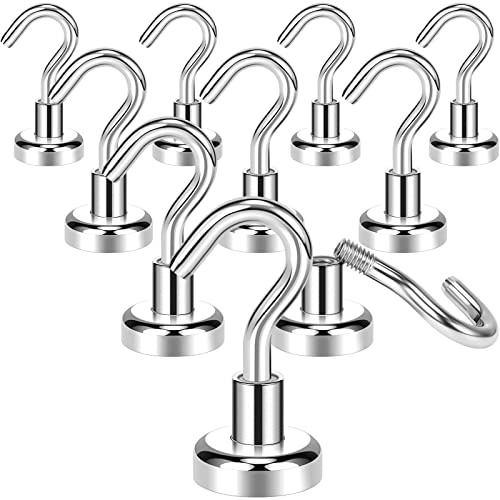 Wukong 10 Stücke Neodym Magnet Haken, 9KG(20 LB) Magnethaken Extra Stark, 16mm Magnet Stark Geeignet für Küche, Besprechungsraum und Werkzeugaufbewahrung