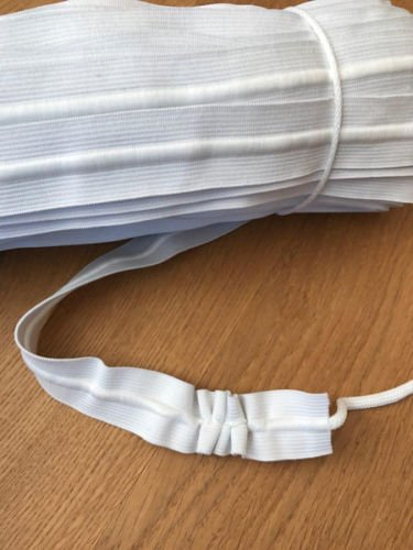 Slantastoffe 2m Gummiband mit Kordelzug 30mm breit, weiß