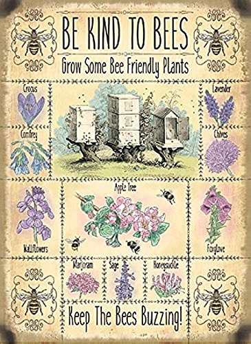 New be kind to bees, grow bee friendly plants metal advertising wall sign 15x20cm
