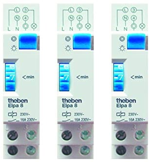 Theben 0080002 ELPA 8 3er-Pack - Treppenlicht-Zeitschalter, elektromechanisch, TLZ, ohne Stand-By-Verbrauch, 3-Leiter, 4-Leiter, nachschaltbar, 300 W LED