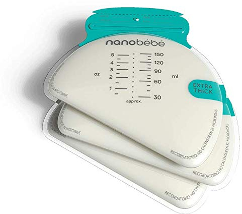nanobébé Muttermilch Beutel Aufbewahrungsbeutel zum Einfrieren, hygienisch, platzsparend, auslaufsicher durch doppelter Druckverschluss, 50 Stk.