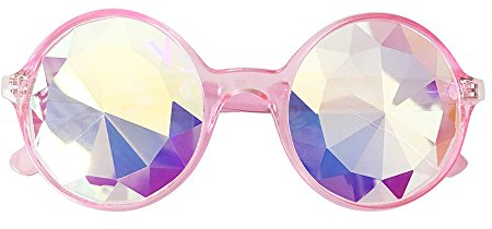 Lazzboy Brille Rave Festival Party Sonnenbrille Gebeugte Linse Sonnenbrillen Für Frauen Schatten Im Freien Groß Randlose Diamant-schneidlinse Classic(Rosa)