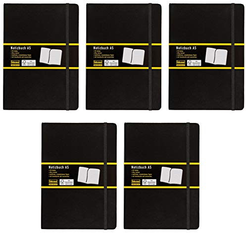 Idena Notizbuch (A5 | 5er Pack, kariert)