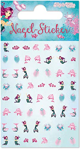Mauder Verlag 56 Ohr- und Nagelsticker * MEERJUNGFRAU Coralie * für Kinder und Erwachsene | Sticker Ohrsticker Nixe Nixen Fische Delfine
